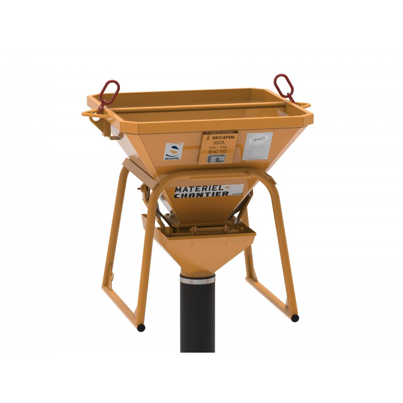 Benne à tuyau droite 350L avec boucles de levage