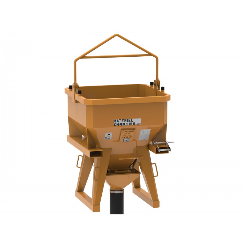 Benne à tuyau droite 1000L avec fourreaux et palonnier