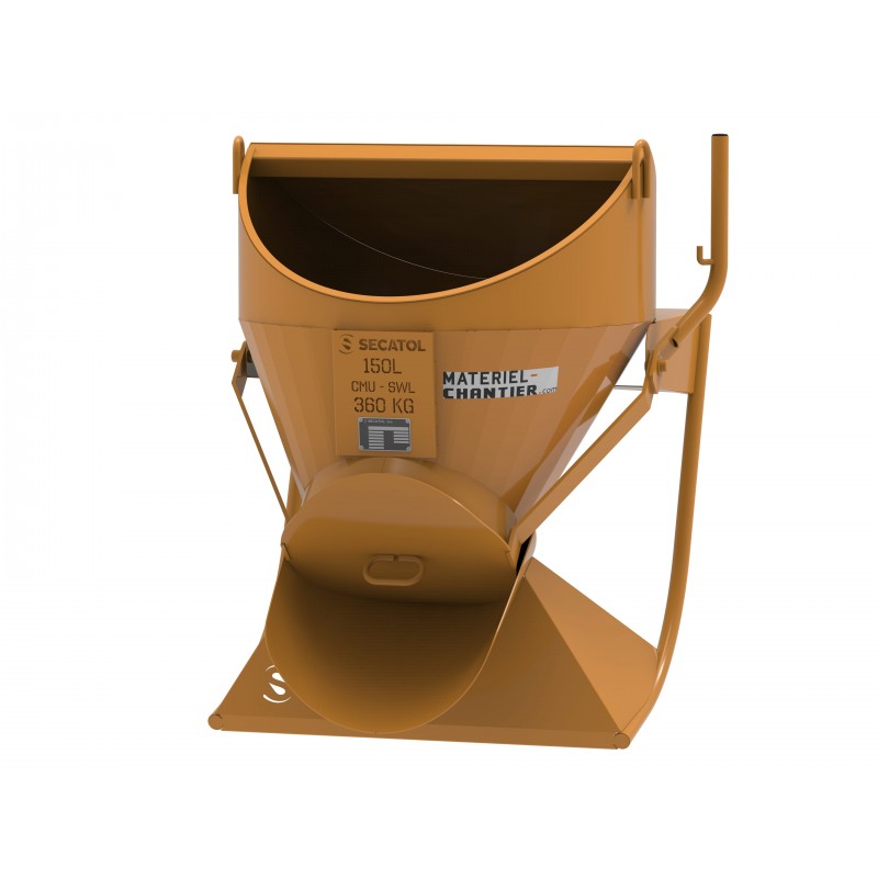 Benne à béton distributrice couchée à déversement latéral 150L à levier. 142C B